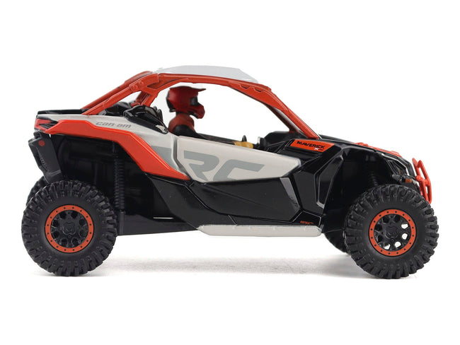 Can-Am Maverick X3 X RS Turbo RR Chalk Gray and Magma Red with Driver Figure 1/32 Diecast Model by BRP Models-BRP Models-ModelCars.com