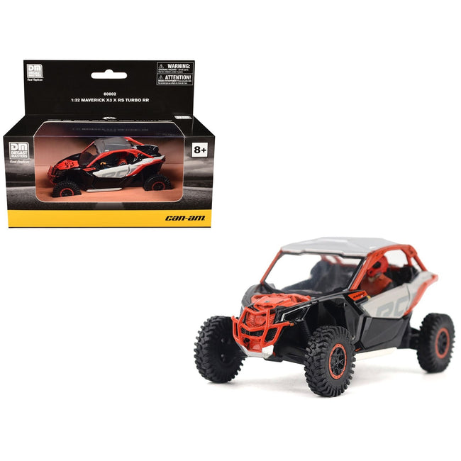 Can-Am Maverick X3 X RS Turbo RR Chalk Gray and Magma Red with Driver Figure 1/32 Diecast Model by BRP Models-BRP Models-ModelCars.com