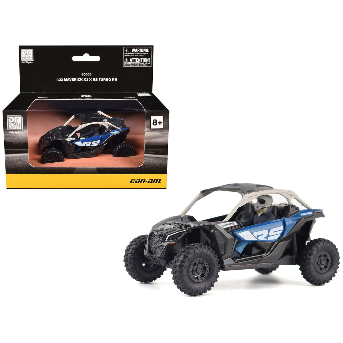 Can-Am Maverick X3 X RS Turbo RR Intense Blue and Chalk Gray with Driver Figure 1/32 Diecast Model by BRP Models-BRP Models-ModelCars.com