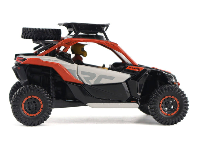 Can-Am Maverick X3 X RS Turbo RR Sand Version Chalk Gray and Magma Red with Driver Figure 1/32 Diecast Model by BRP Models-BRP Models-ModelCars.com
