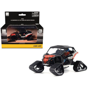 Can-Am Maverick X3 X RS Turbo RR Winter Version Chalk Gray and Magma Red with Driver Figure 1/32 Diecast Model by BRP Models