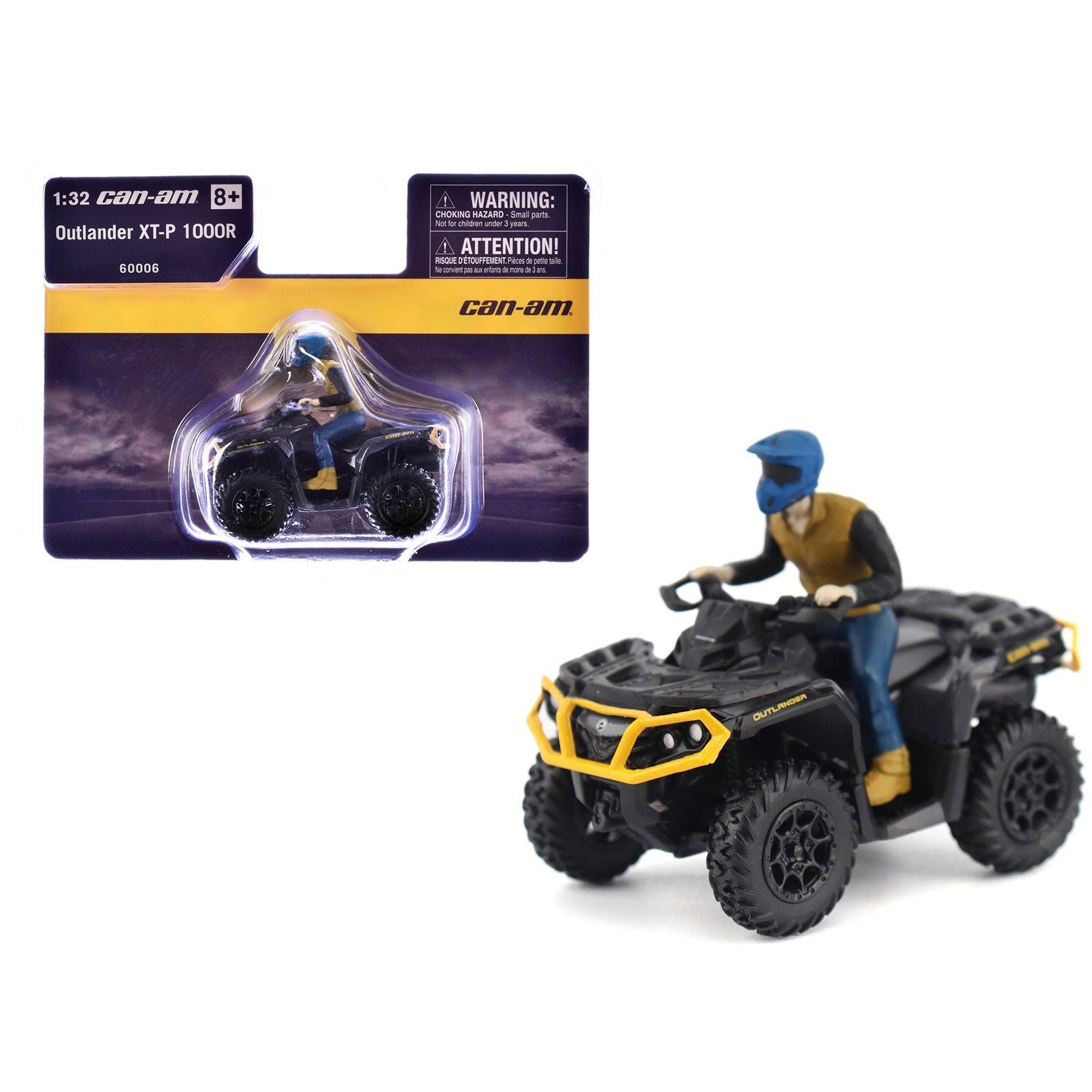 Can - Am Outlander XT - P 1000R ATV Iron Gray and Neo Yellow with Driver Figure 1/32 Diecast Model by BRP Models - BRP Models - ModelCars.com