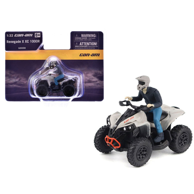 Can-Am Renegade X XC 1000R ATV Chalk Gray with Driver Figure 1/32 Diecast Model by BRP Models-BRP Models-ModelCars.com