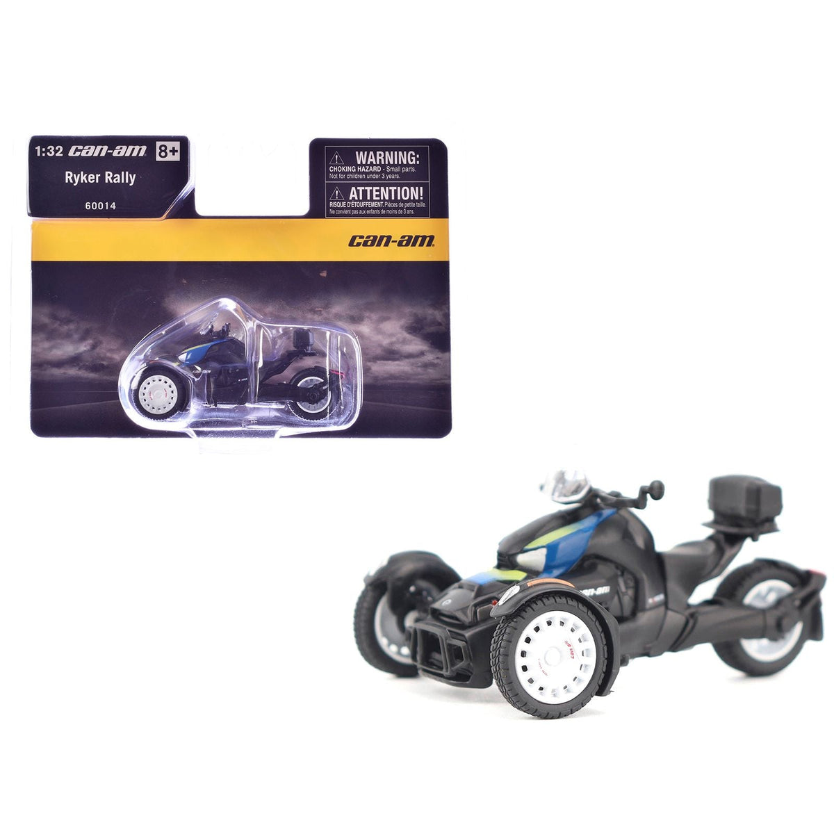 Can-Am Ryker Rally 3-Wheel Motorcycle Galactic Blue and Black 1/32 Diecast Model by BRP Models-BRP Models-ModelCars.com