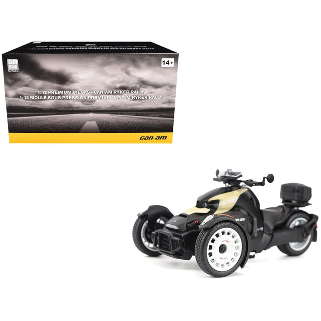 Can-Am Ryker Rally 3-Wheel Motorcycle Sand Storm and Black 1/12 Diecast Model by BRP Models-BRP Models-ModelCars.com