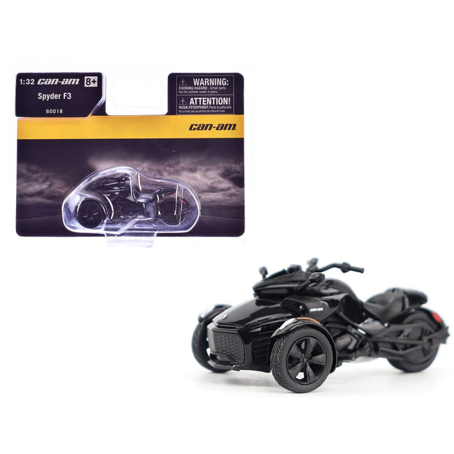 Can-Am Spyder F3 3-Wheel Motorcycle Steel Black Metallic 1/32 Diecast Model by BRP Models-BRP Models-ModelCars.com