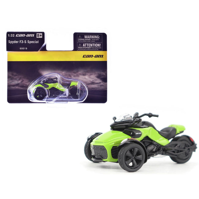 Can-Am Spyder F3-S Special 3-Wheel Motorcycle Manta Green 1/32 Diecast Model by BRP Models-BRP Models-ModelCars.com