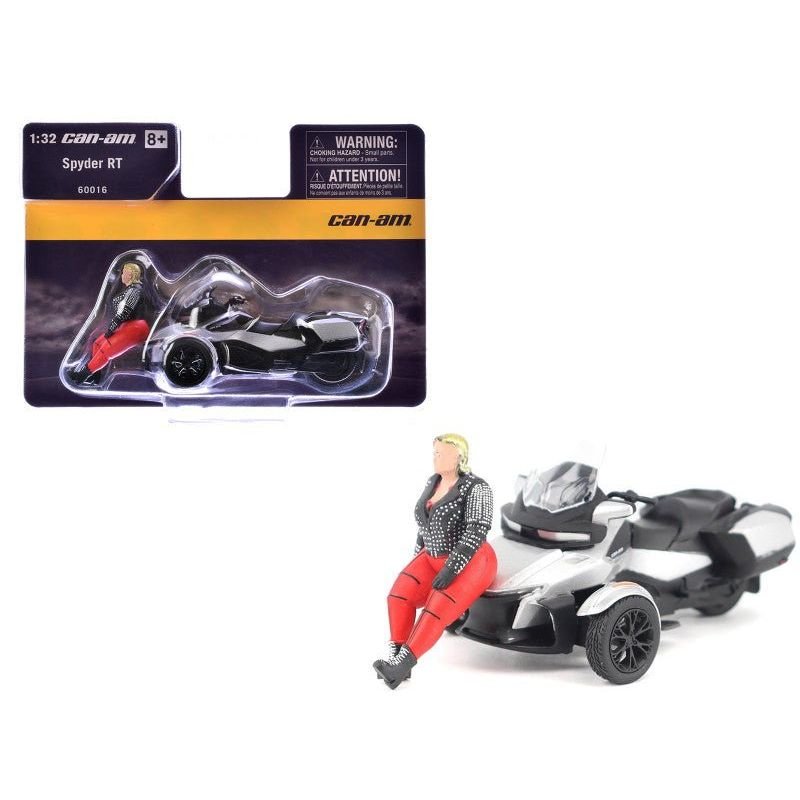 Can-Am Spyder RT 3-Wheel Motorcycle Hyper Silver Metallic with Driver Figure 1/32 Diecast Model by BRP Models-BRP Models-ModelCars.com