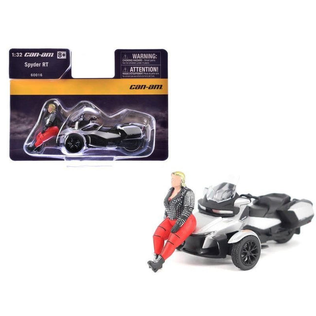 Can-Am Spyder RT 3-Wheel Motorcycle Hyper Silver Metallic with Driver Figure 1/32 Diecast Model by BRP Models-BRP Models-ModelCars.com