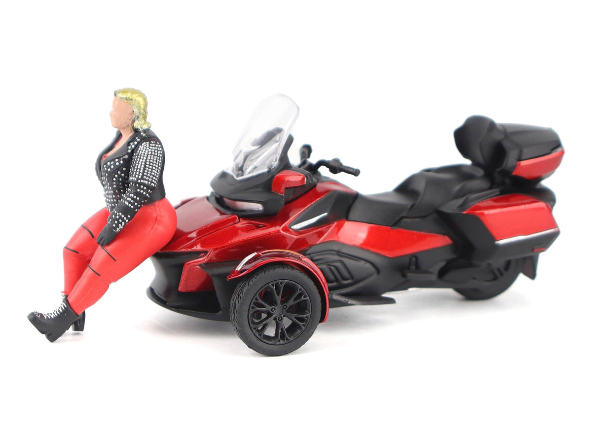 Can-Am Spyder RT Limited 3-Wheel Motorcycle Deep Marsala Red Metallic with Driver Figure 1/32 Diecast Model by BRP Models-BRP Models-ModelCars.com