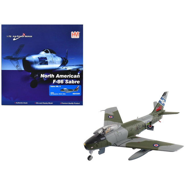 Canadair Sabre Mk.6 Fighter Aircraft "23622 430 Squadron" (1950s) Royal Canadian Air Force "Air Power Series" 1/72 Diecast Model by Hobby Master-Hobby Master-ModelCars.com