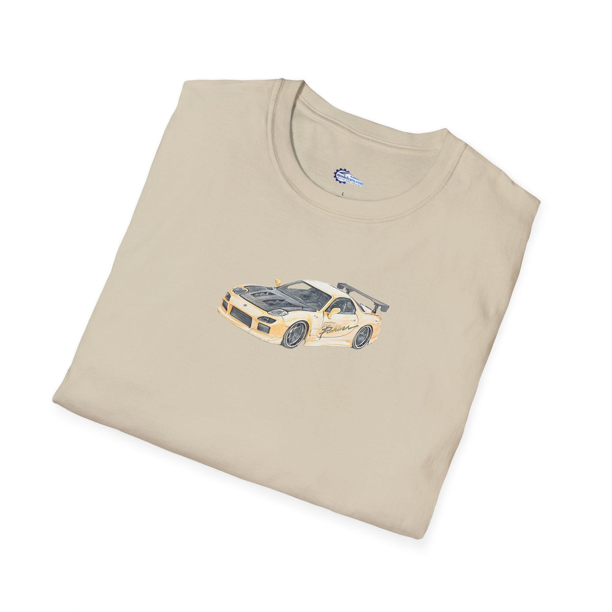 Car Enthusiast Tee, JDM Tuner Shirt, Sketch Art Mazda 1993 RX-7-Modelcars.com-ModelCars.com