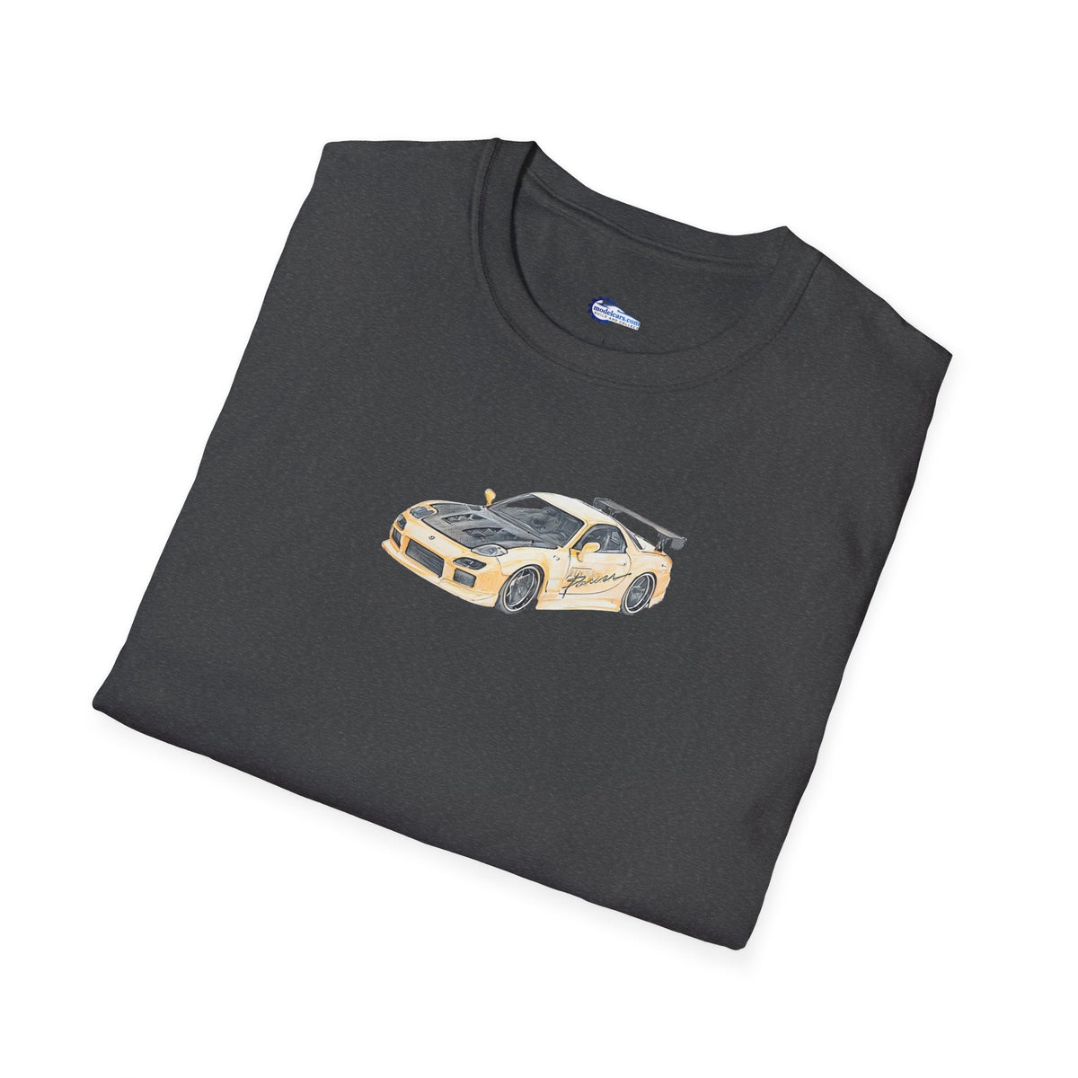 Car Enthusiast Tee, JDM Tuner Shirt, Sketch Art Mazda 1993 RX-7-Modelcars.com-ModelCars.com