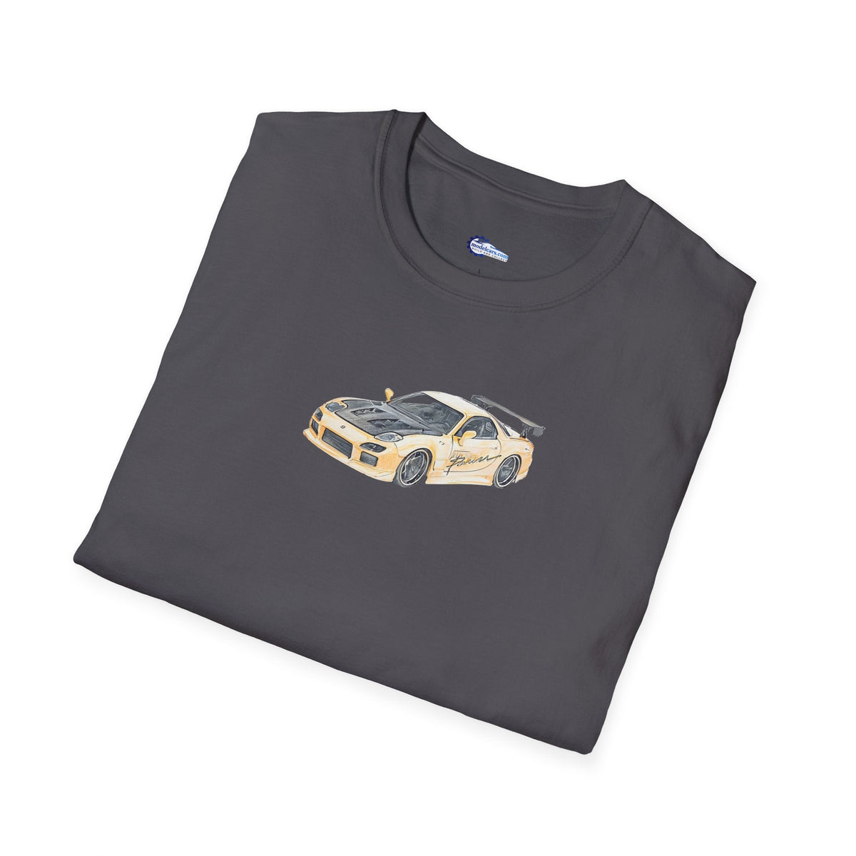 Car Enthusiast Tee, JDM Tuner Shirt, Sketch Art Mazda 1993 RX-7-Modelcars.com-ModelCars.com