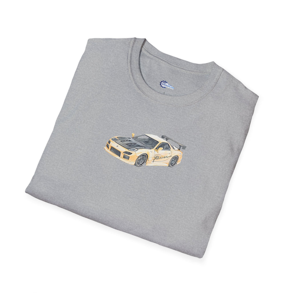 Car Enthusiast Tee, JDM Tuner Shirt, Sketch Art Mazda 1993 RX-7-Modelcars.com-ModelCars.com