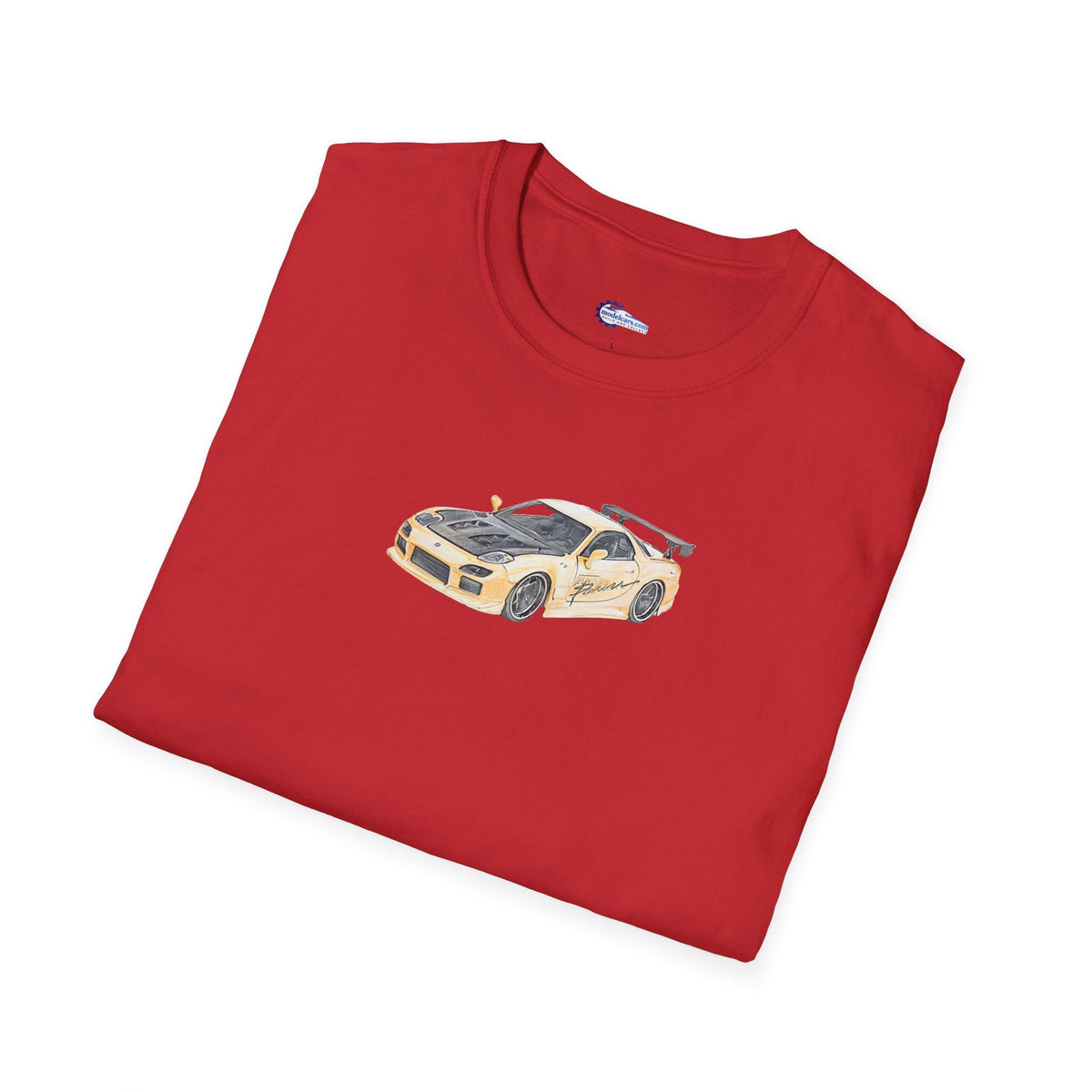 Car Enthusiast Tee, JDM Tuner Shirt, Sketch Art Mazda 1993 RX-7-Modelcars.com-ModelCars.com