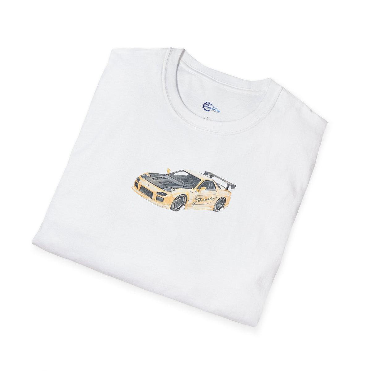 Car Enthusiast Tee, JDM Tuner Shirt, Sketch Art Mazda 1993 RX-7-Modelcars.com-ModelCars.com