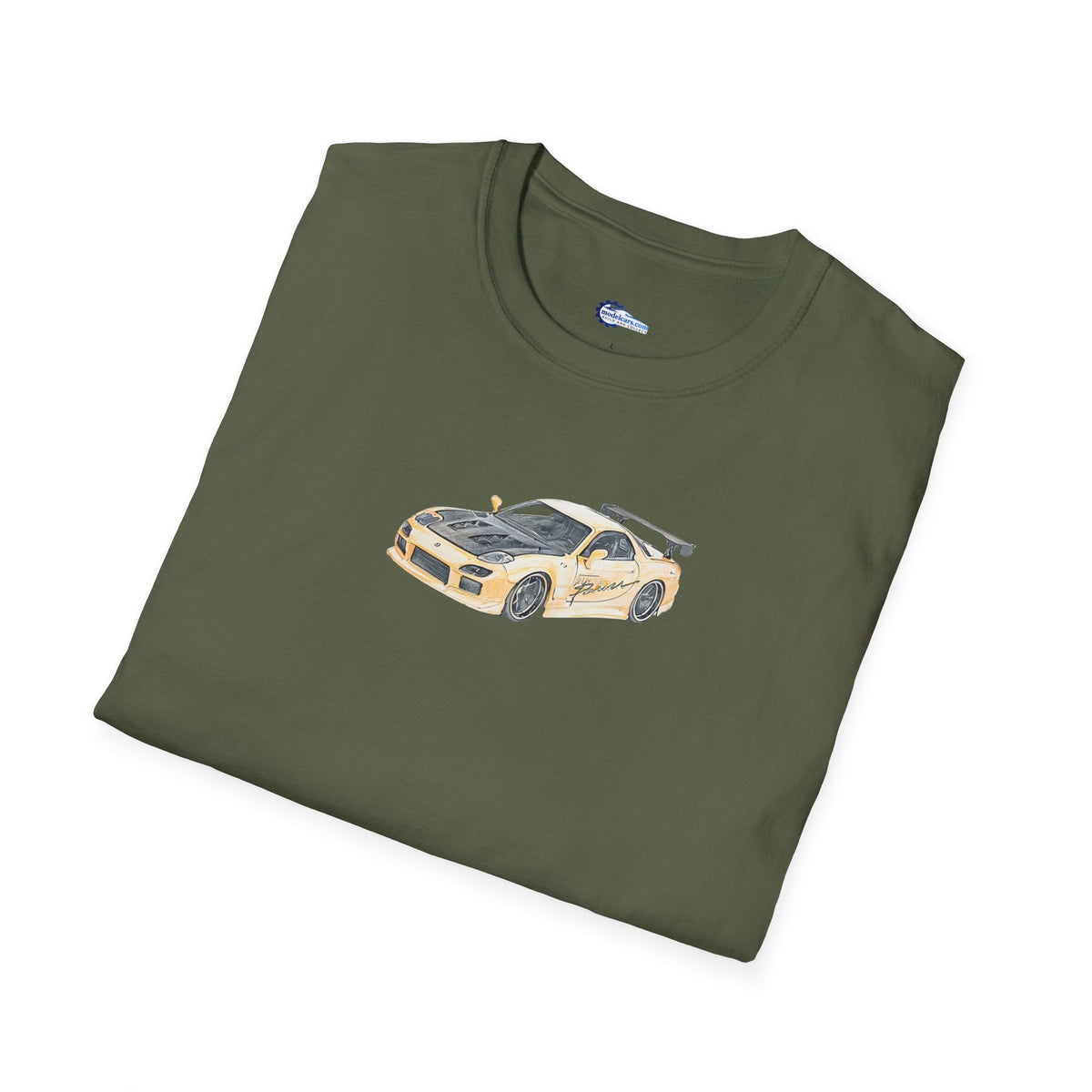 Car Enthusiast Tee, JDM Tuner Shirt, Sketch Art Mazda 1993 RX-7-Modelcars.com-ModelCars.com