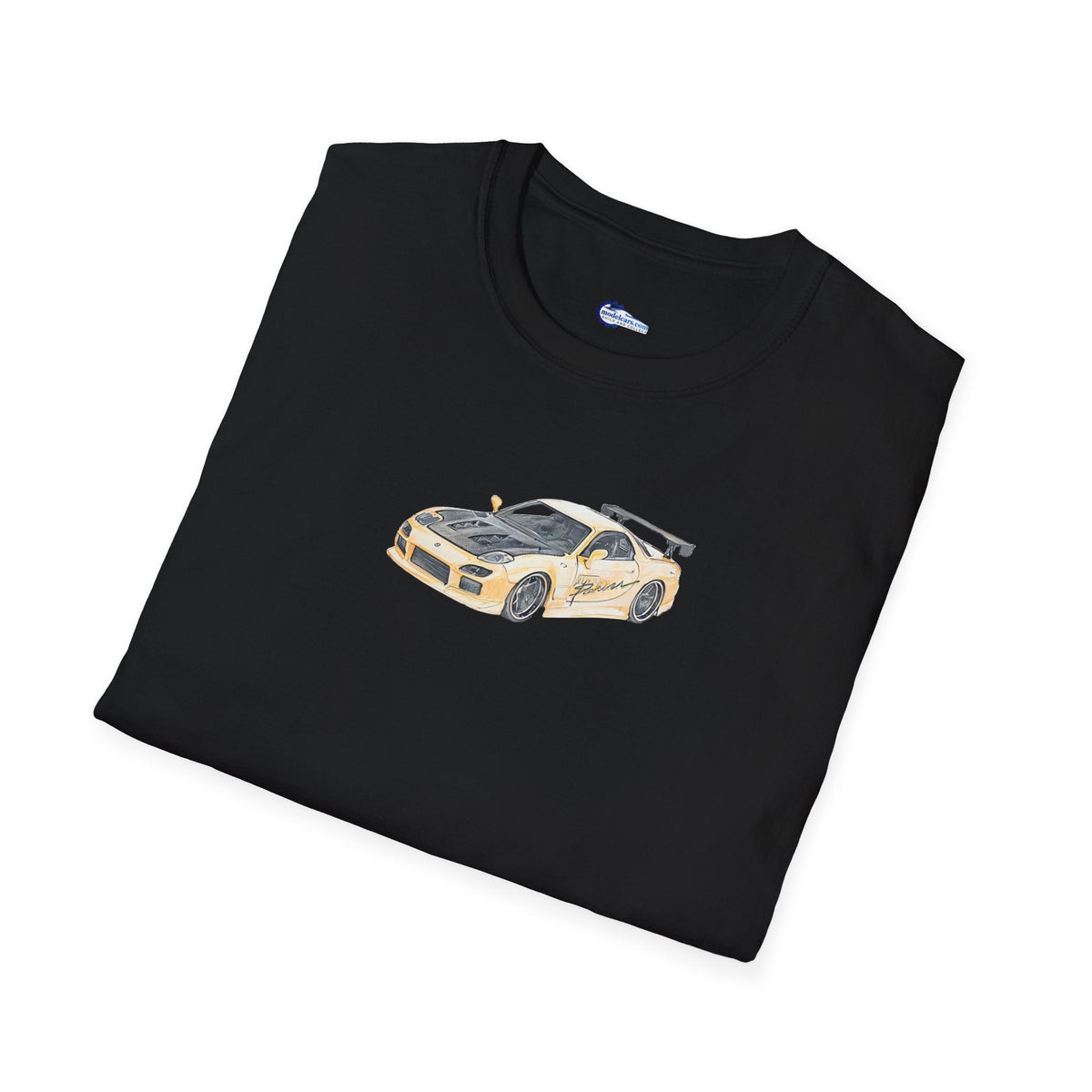 Car Enthusiast Tee, JDM Tuner Shirt, Sketch Art Mazda 1993 RX-7-Modelcars.com-ModelCars.com