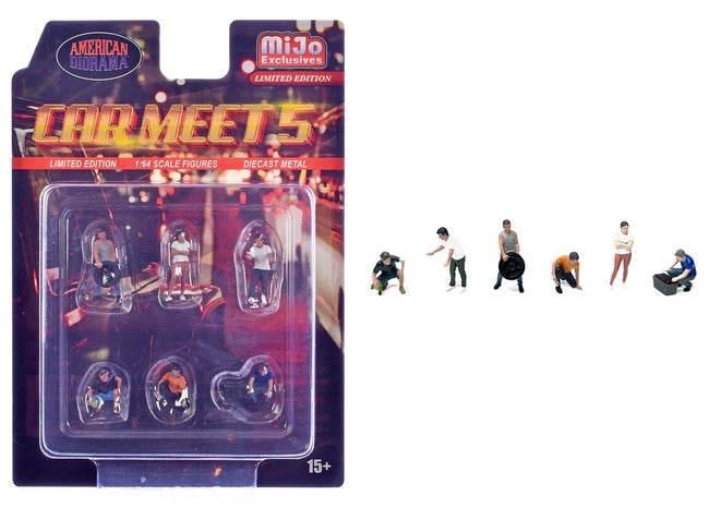 "Car Meet 5" 6 piece Diecast Figure Set Limited Edition for 1/64 Scale Models by American Diorama-American Diorama-ModelCars.com