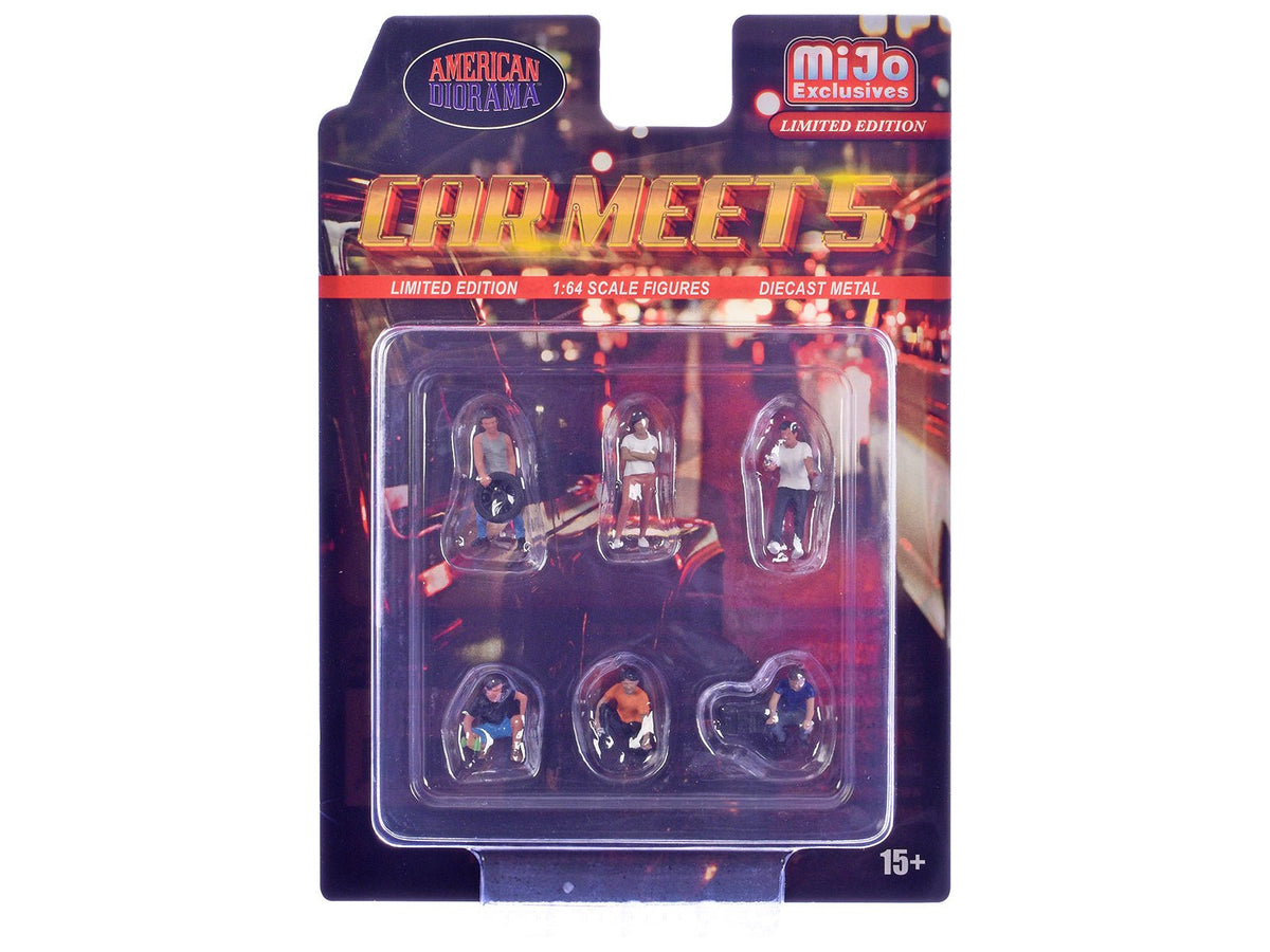 "Car Meet 5" 6 piece Diecast Figure Set Limited Edition for 1/64 Scale Models by American Diorama-American Diorama-ModelCars.com