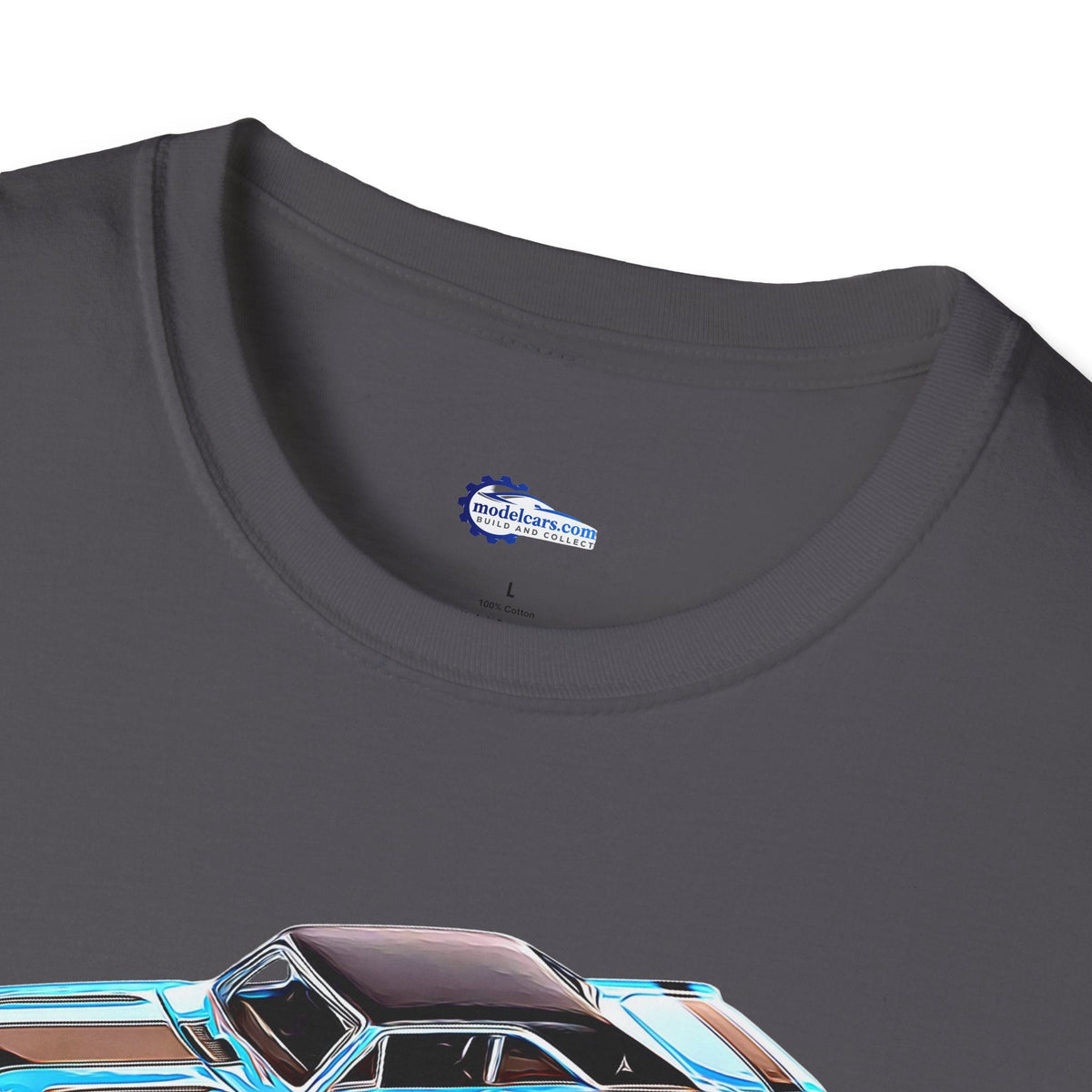 Cartoon Art 1969 Dodge Dart GTS 340 Blue with Black Top and Stripes "Goodyear Blue Streak" Inspired T-Shirt - American Muscle-Modelcars.com-ModelCars.com