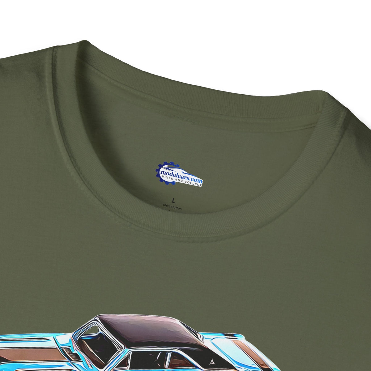 Cartoon Art 1969 Dodge Dart GTS 340 Blue with Black Top and Stripes "Goodyear Blue Streak" Inspired T-Shirt - American Muscle-Modelcars.com-ModelCars.com