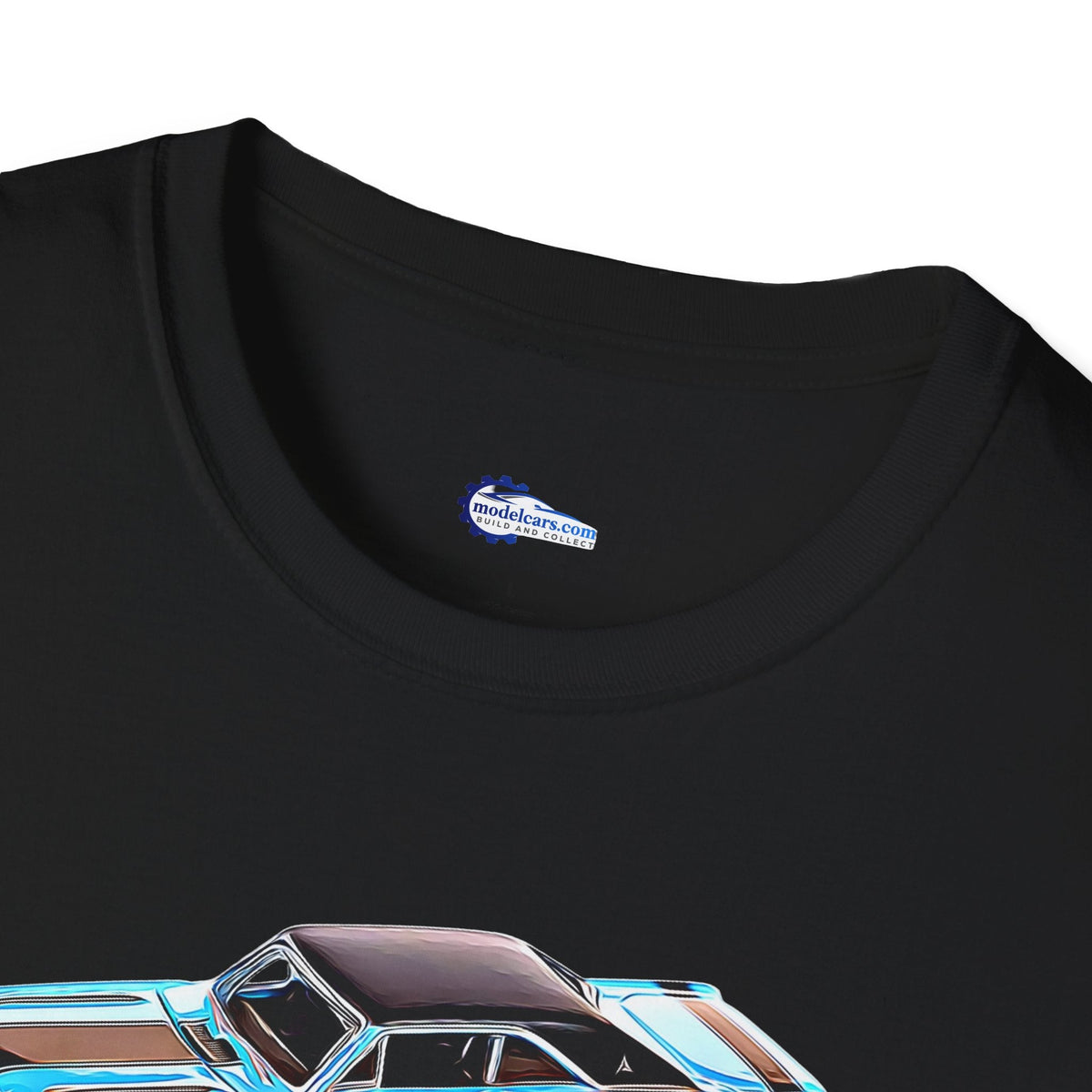 Cartoon Art 1969 Dodge Dart GTS 340 Blue with Black Top and Stripes "Goodyear Blue Streak" Inspired T-Shirt - American Muscle-Modelcars.com-ModelCars.com
