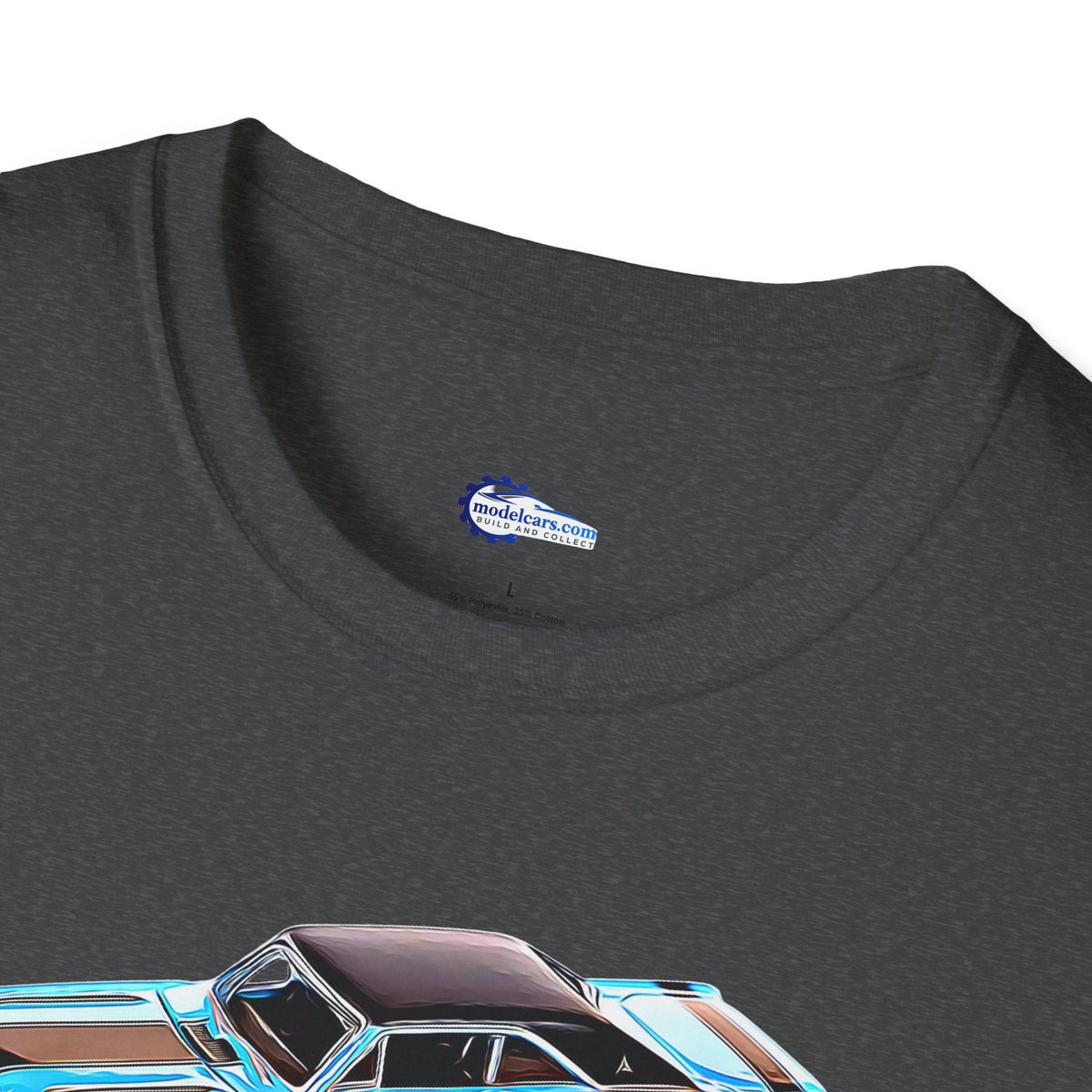 Cartoon Art 1969 Dodge Dart GTS 340 Blue with Black Top and Stripes "Goodyear Blue Streak" Inspired T-Shirt - American Muscle-Modelcars.com-ModelCars.com
