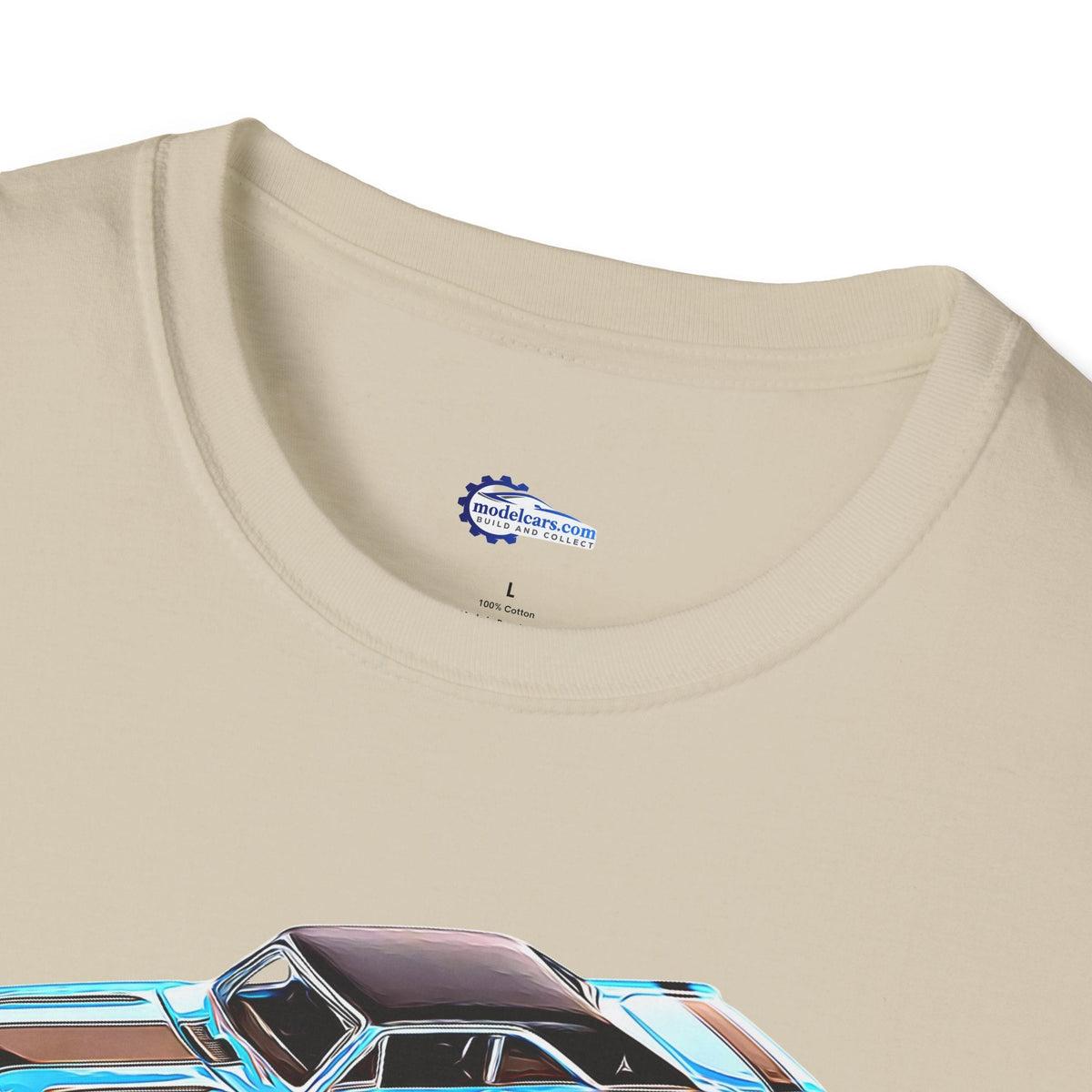 Cartoon Art 1969 Dodge Dart GTS 340 Blue with Black Top and Stripes "Goodyear Blue Streak" Inspired T-Shirt - American Muscle-Modelcars.com-ModelCars.com