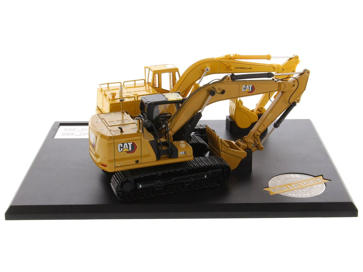 CAT Caterpillar 225 Hydraulic Escavator and CAT Caterpillar 323 Next Generation Hydraulic Escavator Set of 2 pieces "Evolution Series" 1/50 Diecast Models by Diecast Masters-Diecast Masters-ModelCars.com