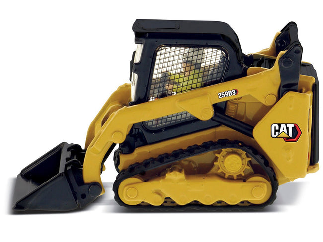 CAT Caterpillar 259D3 Compact Track Loader with Work Tools and Operator Yellow "High Line Series" 1/50 Diecast Model by Diecast Masters-Diecast Masters-ModelCars.com