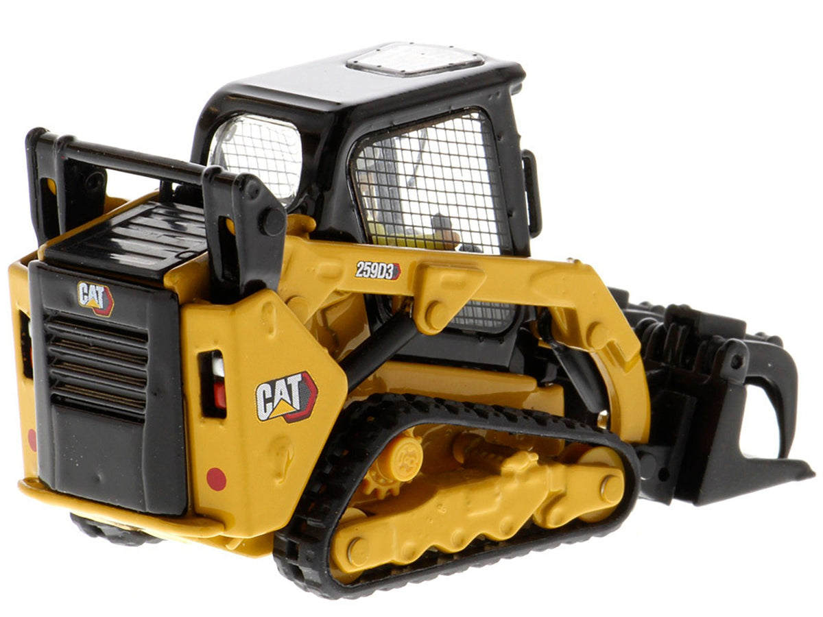 CAT Caterpillar 259D3 Compact Track Loader with Work Tools and Operator Yellow "High Line Series" 1/50 Diecast Model by Diecast Masters-Diecast Masters-ModelCars.com