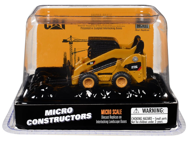 CAT Caterpillar 272C Skid Steer Loader with Pallet Fork Yellow "Micro-Constructor" Series Diecast Model by Diecast Masters-Diecast Masters-ModelCars.com