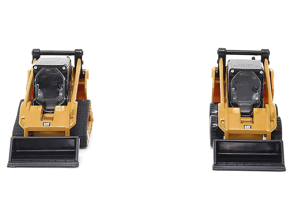 CAT Caterpillar 272D2 Skid Steer Loader Yellow and CAT Caterpillar 297D2 Compact Track Loader Yellow Set of 2 pieces 1/64 Diecast Models by Diecast Masters-Diecast Masters-ModelCars.com