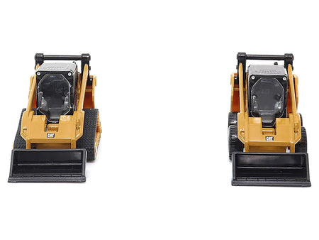 CAT Caterpillar 272D2 Skid Steer Loader Yellow and CAT Caterpillar 297D2 Compact Track Loader Yellow Set of 2 pieces 1/64 Diecast Models by Diecast Masters-Diecast Masters-ModelCars.com