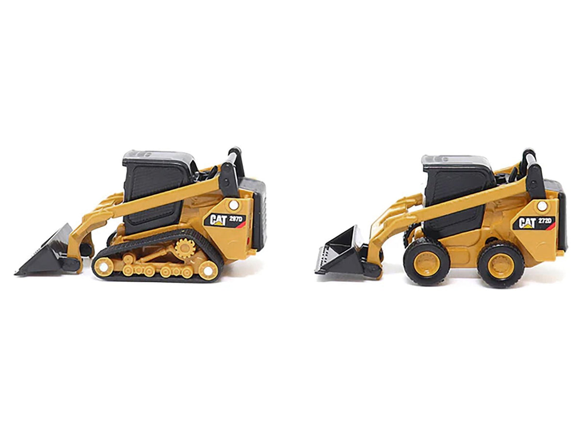 CAT Caterpillar 272D2 Skid Steer Loader Yellow and CAT Caterpillar 297D2 Compact Track Loader Yellow Set of 2 pieces 1/64 Diecast Models by Diecast Masters-Diecast Masters-ModelCars.com