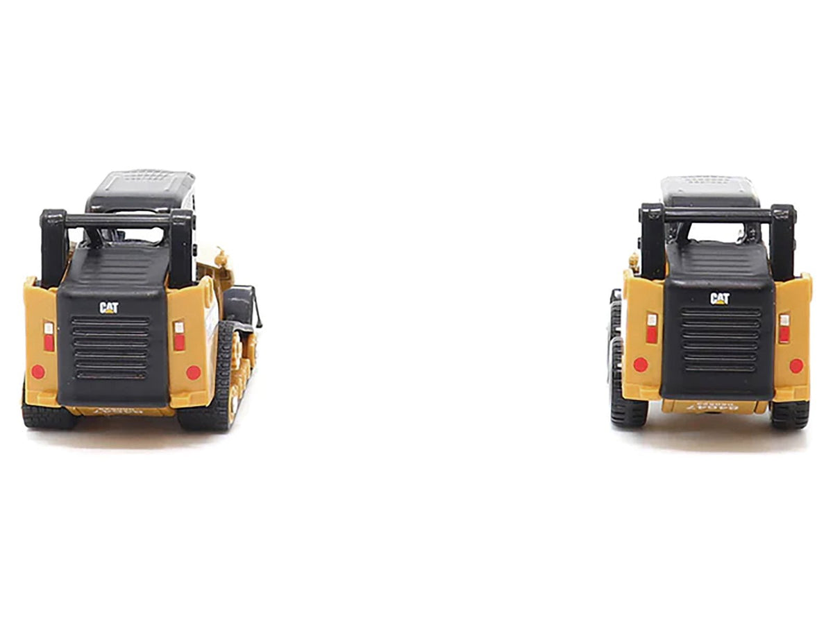 CAT Caterpillar 272D2 Skid Steer Loader Yellow and CAT Caterpillar 297D2 Compact Track Loader Yellow Set of 2 pieces 1/64 Diecast Models by Diecast Masters-Diecast Masters-ModelCars.com