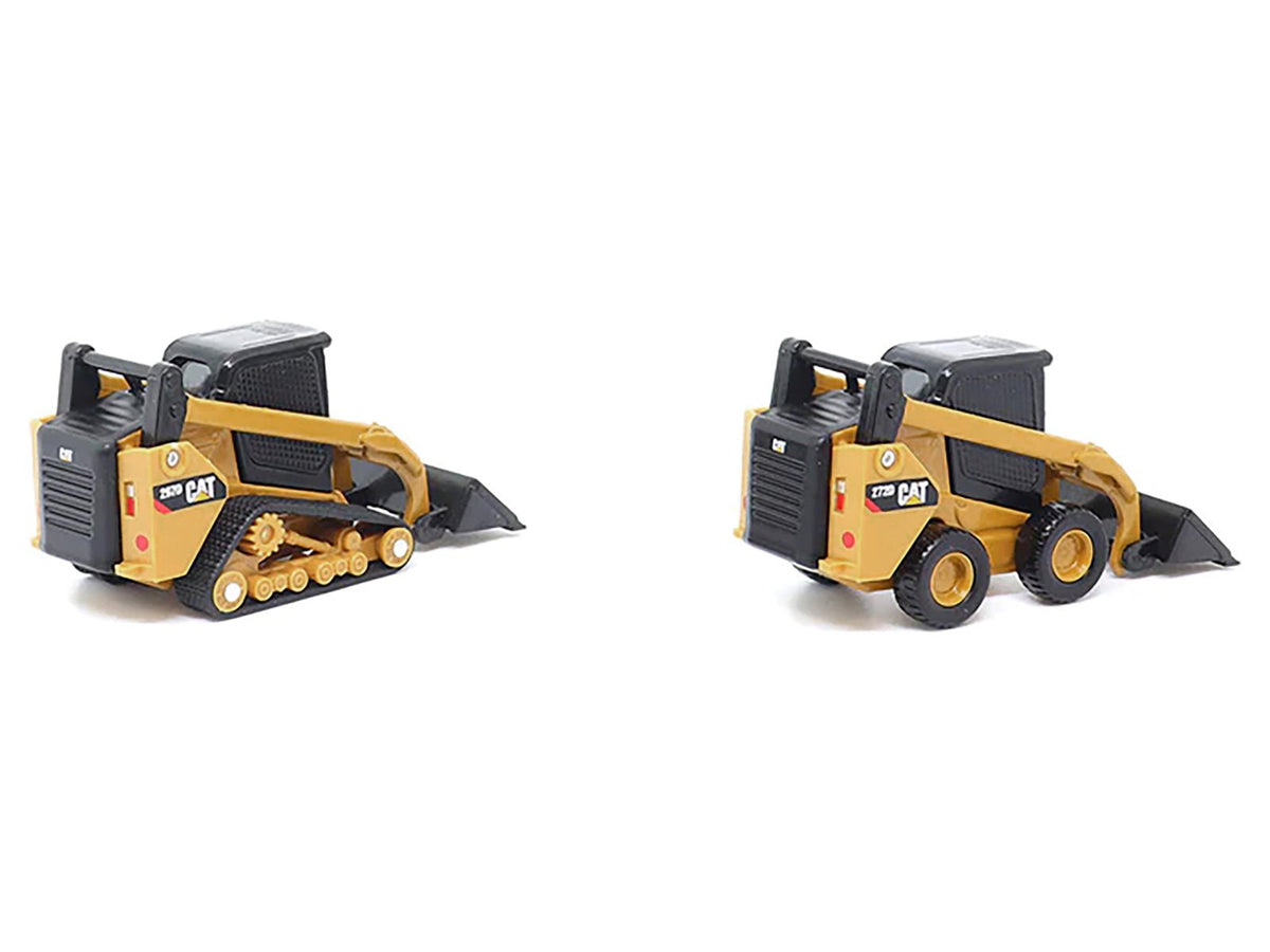 CAT Caterpillar 272D2 Skid Steer Loader Yellow and CAT Caterpillar 297D2 Compact Track Loader Yellow Set of 2 pieces 1/64 Diecast Models by Diecast Masters-Diecast Masters-ModelCars.com