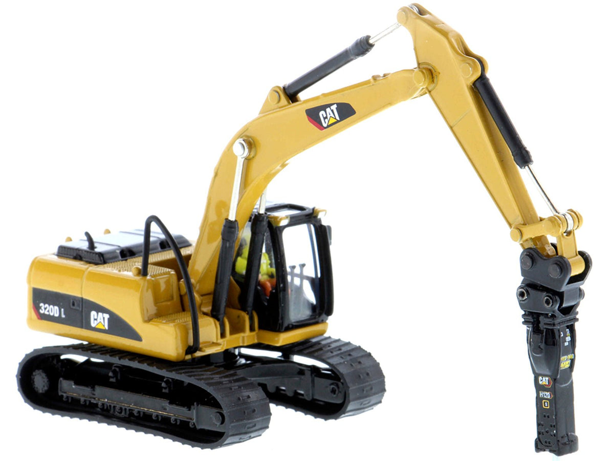 CAT Caterpillar 320D L Hydraulic Excavator with Multiple Work Tools and Operator "High Line" Series 1/87 (HO) Scale Diecast Model by Diecast Masters-Diecast Masters-ModelCars.com