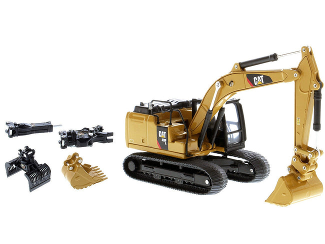 CAT Caterpillar 320F L Hydraulic Tracked Excavator with 5 Work Tools "Play & Collect!" 1/64 Diecast Model by Diecast Masters-Diecast Masters-ModelCars.com