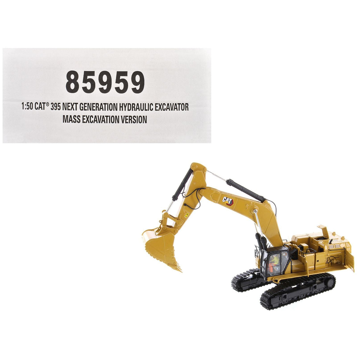 CAT Caterpillar 395 Next Generation Hydraulic Excavator "Mass Excavation Version" Yellow "High Line Series" 1/50 Diecast Model by Diecast Masters-Diecast Masters-ModelCars.com