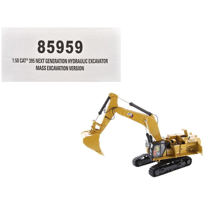 CAT Caterpillar 395 Next Generation Hydraulic Excavator "Mass Excavation Version" Yellow "High Line Series" 1/50 Diecast Model by Diecast Masters-Diecast Masters-ModelCars.com