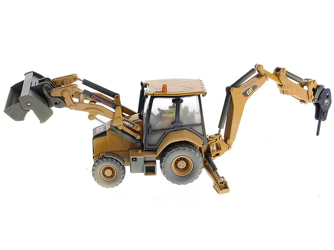CAT Caterpillar 420F2 IT Backhoe Loader with Operator Yellow "Weathered Series" 1/50 Diecast Model by Diecast Masters-Diecast Masters-ModelCars.com