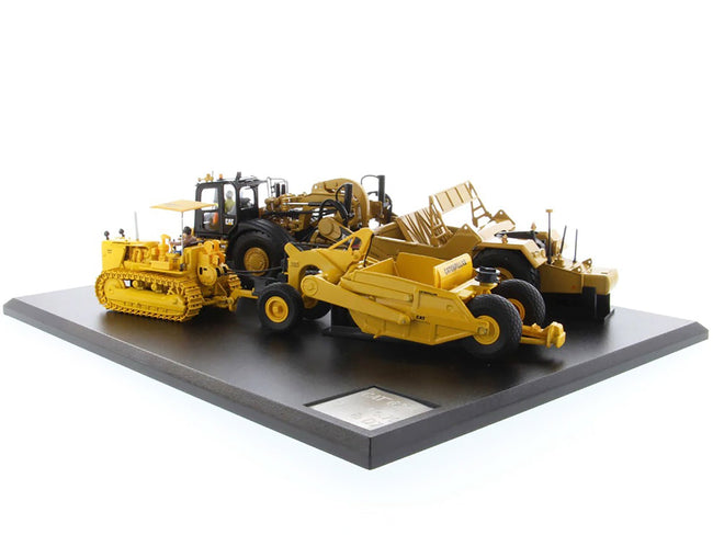CAT Caterpillar 621K Tractor Scraper and CAT Caterpillar D7 Track-Type Tractor with No. 70 Scraper Set "Evolution Series" 1/50 Diecast Models by Diecast Masters-Diecast Masters-ModelCars.com