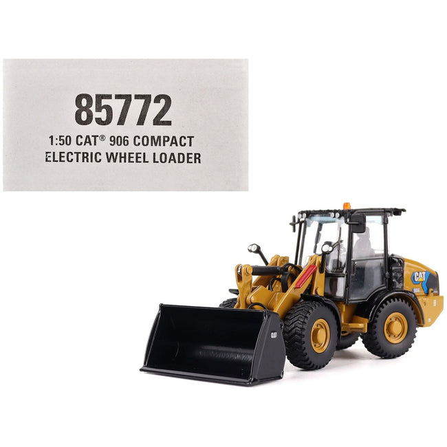 CAT Caterpillar 906 Electric Compact Wheel Loader Yellow with Operator "High Line Series" 1/50 Diecast Model by Diecast Masters-Diecast Masters-ModelCars.com