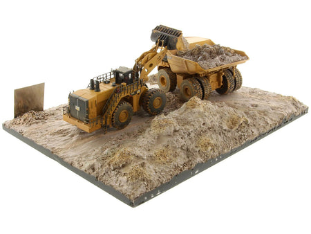 CAT Caterpillar 994K Wheel Loader and 797 Mining Truck Yellow (Weathered) Set of 2 Pieces "Weathered Series" 1/125 Diecast Model by Diecast Masters-Diecast Masters-ModelCars.com