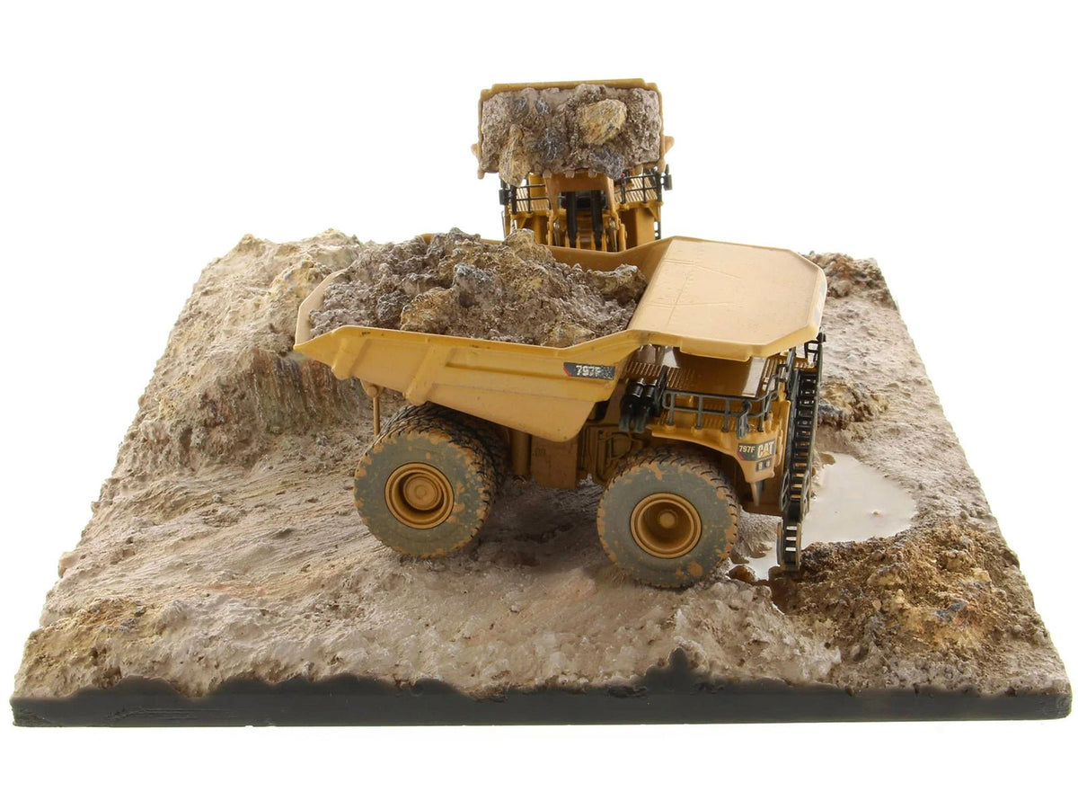 CAT Caterpillar 994K Wheel Loader and 797 Mining Truck Yellow (Weathered) Set of 2 Pieces "Weathered Series" 1/125 Diecast Model by Diecast Masters-Diecast Masters-ModelCars.com