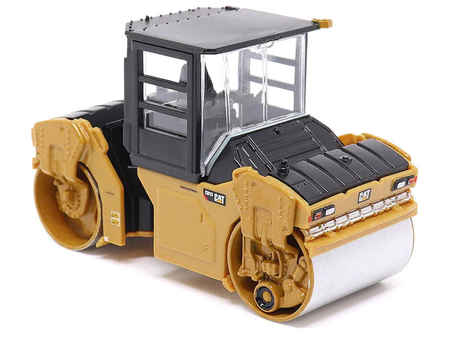 CAT Caterpillar CB-13 Tandem Vibratory Roller with Cab Yellow and Black 1/64 Diecast Model by Diecast Masters-Diecast Masters-ModelCars.com