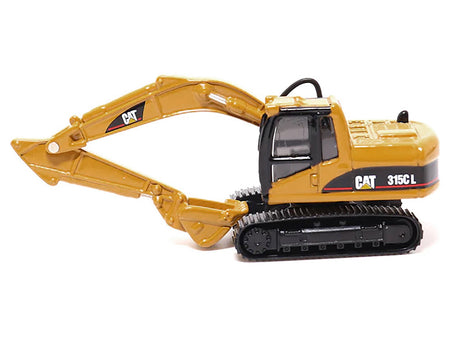 CAT Caterpillar CT660 Day Cab Tractor Blue Metallic with Lowboy Trailer and CAT 315C L Hydraulic Excavator Yellow 1/87 (HO) Diecast Model by Diecast Masters-Diecast Masters-ModelCars.com
